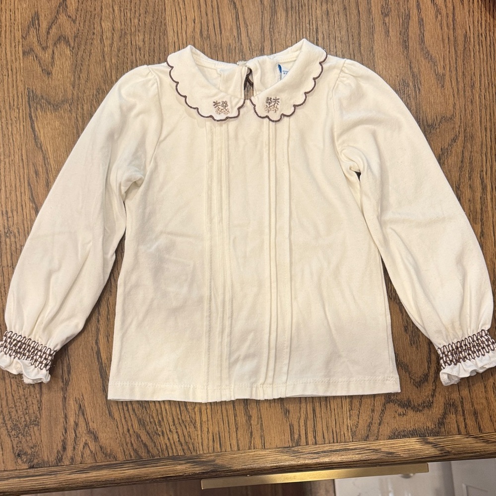 Mayoral Cream Blouse with Scalloped Collar